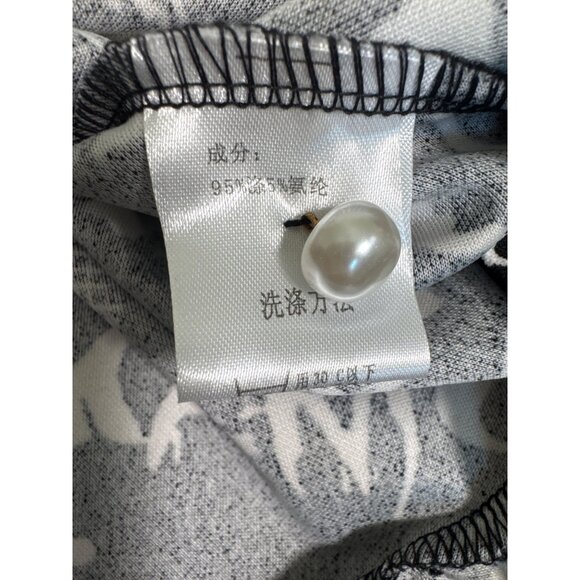 Mellowrani Little Monster Long Sleeve Dress Black & White Cotton Blend Letters - Picture 6 of 12